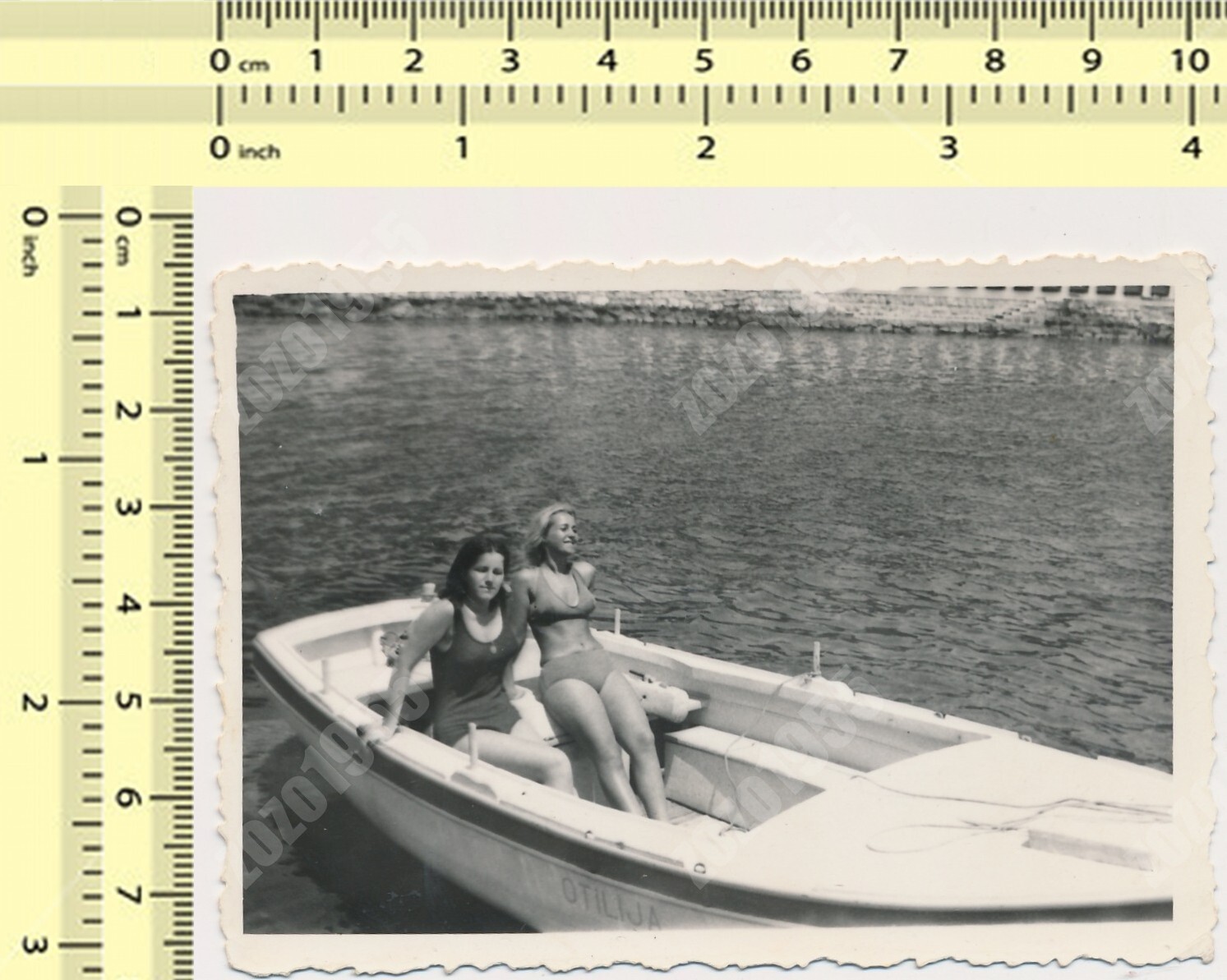 1975 Two Swimsuit Women Bikini Ladies Beach Boat Females vintage original photo