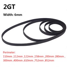 Width 6mm 2GT Timing Belts Closed Loop Perimeter 110mm-852mm 3D Printer Fittings