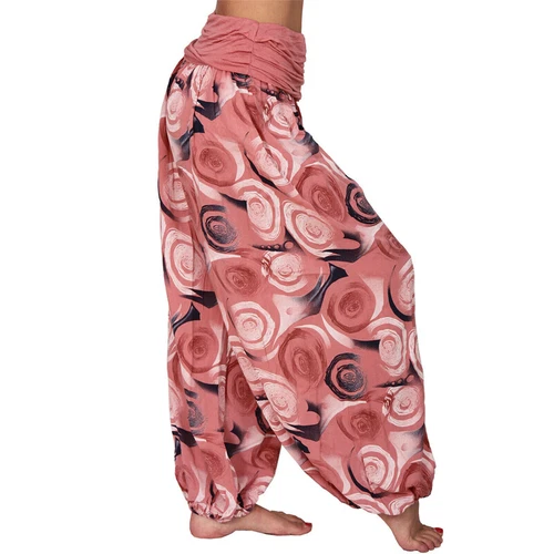 Women Elastic Waist Boho Floral Harem Trousers Baggy Wide Leg Palazzo Pants - Picture 19 of 60