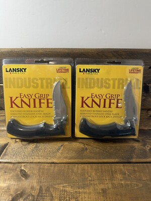 (Lot Of 2) Lansky Easy Grip Folding Knife 3.5'' With Holster  New Old Stock 