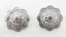 Pair Stainless Steel  Conchos 1 1/2" Loop Back Jeremiah Watt Tack Horse Bridle