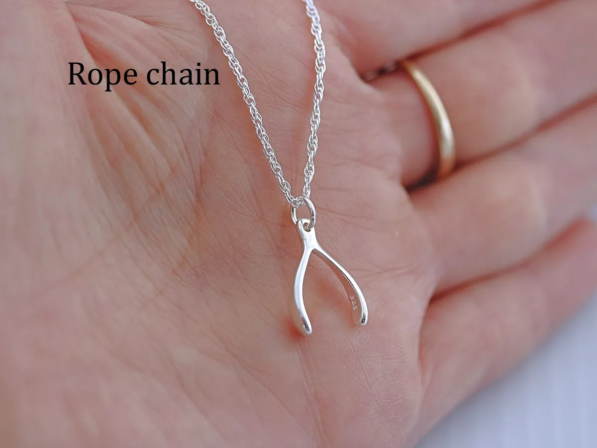 Silver wishbone necklace deals