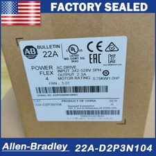 AB 22A-D2P3N104 Powerflex 4 AC Drive 1HP Surplus New Factory SEALED
