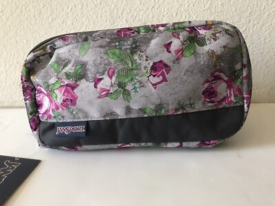JANSPORT CONCRETE/MULTI FLORAL PIXEL POUCH ACCESSORY ORGANIZER  TRAVEL/SCHOOL NWT