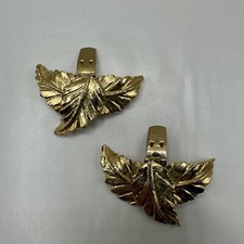 Vintage Musi Gold Tone Leaf Shoe Clips Signed Bluetie Made In France EUC
