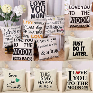 Love you More Cotton Linen Cushion Throw Pillow Cover Sofa Bed Decoration Pillow 
