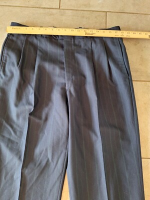 Vintage Yves Saint Laurent YSL Wool Blue Green Striped Suit Mens