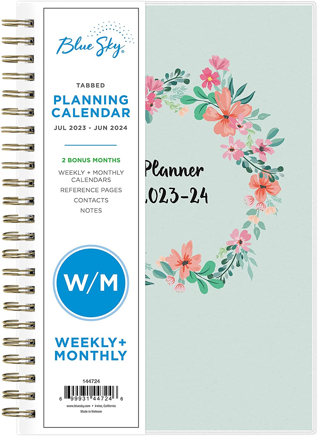 Blue sky 2023-2024 academic year weekly and monthly planner, 5