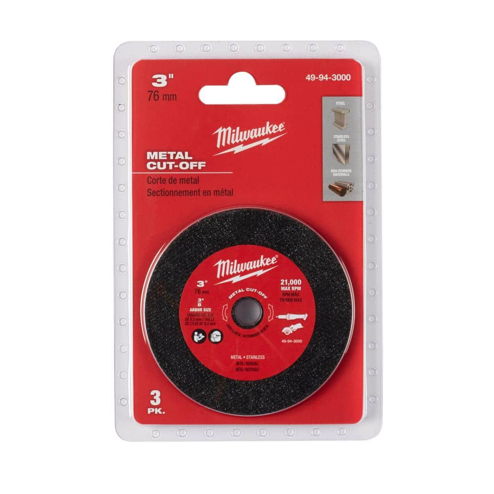 3 In. Metal Cut off Wheel Ideal for cutting various metals and steels (3-Pack)