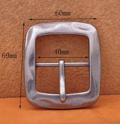 Vintage Silver Square Center Bar Pin Buckle for Leathercraft  display picture 3