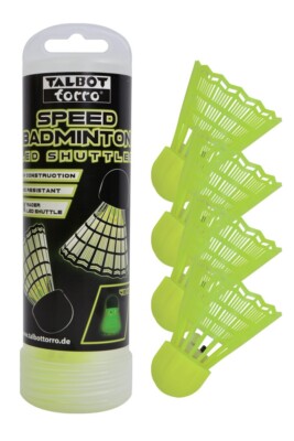 Talbot Torro Speed Badminton LED Shuttles - 4 leuchtende Aerospeed Federbälle