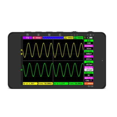 DS100 Mini Digital Oscilloscope 2 Channel 50M 250MSa/S w/ Cover P6100 Probes tps