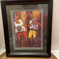 Vintage Aghaji African Dancers Fine Art By Buchi UpJohn Framed print 9.25 x11.5