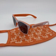 Whataburger UV Sunglasses & Facemask Set Orange & White NEW Gift Collectible