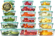 18 Pack Glass Food Storage Containers,Airtight Lunch Bento Boxes,Leak Proof Lids