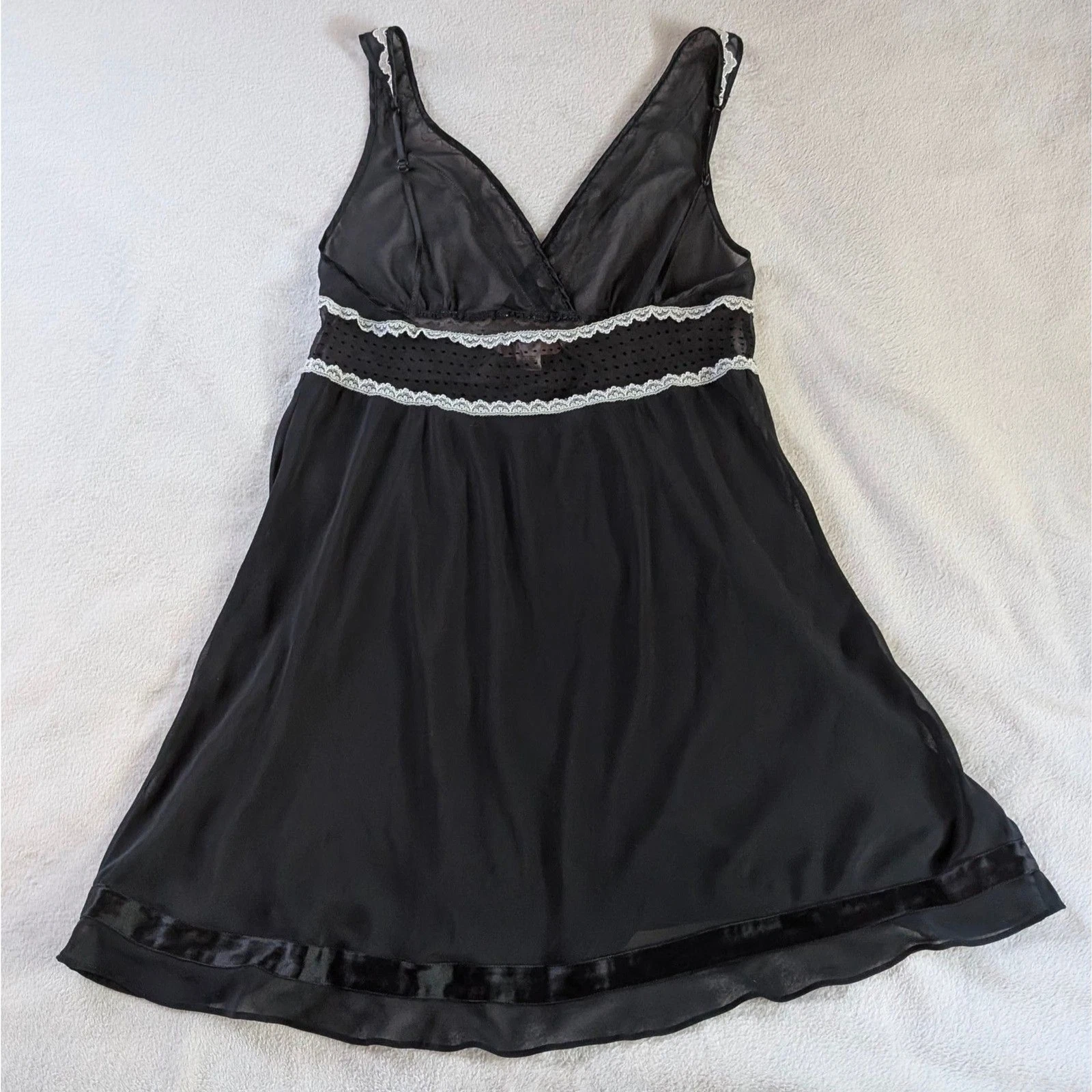 UNDERCOVER Vintage Victoria's Secret Angel Baby Doll vestito slip donna piccolo pizzo nero