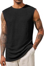 Mens Waffle Tank Tops Sleeveless T-Shirts Athletic Muscle Summer  Hippie Shirts