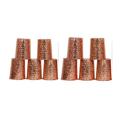 Indian Handmade Copper Serving Tumbler, Copper Tableware Drinkware Pack of 10