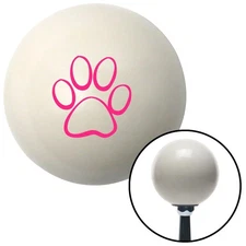 Pink Paw Print Outline Ivory Shift Knob w/ M16x1.5 Insert Shifter Auto Manual