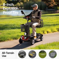 Upgraded 4 Wheels Mobility Scooter Long Range All Terrain Headlights ON SALE