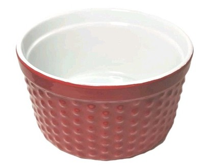 Cordon Bleu BIA Serving Bowl Souffle' Red Nobby Stoneware 6''dia x 3.5''h