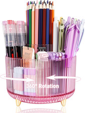 360 Rotating Pen Pencil Holder for Desk, Pen Organizer with 5 Slots