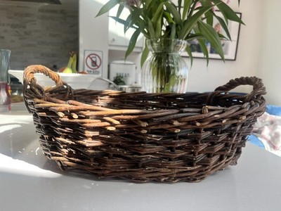 Vintage Original Schwerlast Handgewebt Weide Weide Sammelkorb 