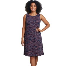 Mahi Gold Womens Navy Blue Coral Pink Geometric Sleeveless Shift Dress Large