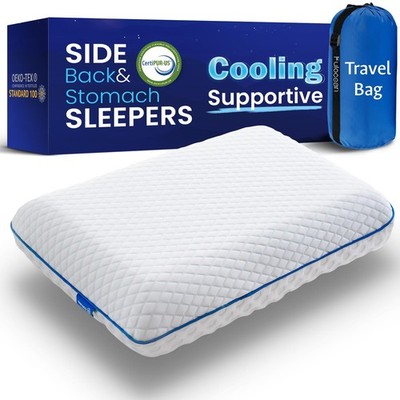 Cooling Gel Memory Foam Pillows for Sleeping Standard Size, Bamboo Rayon Bed ...