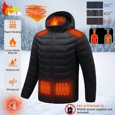 Electric USB Heating Jacket HoodedUnisex Winter Thermostat  Heated Warm Coat