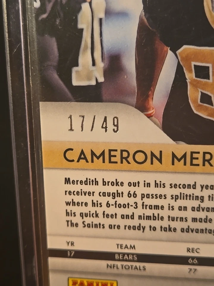 Cameron Meredith #67 2018 Panini Prizm Prizm Purple Power Saints SN/49 - Image 2 of 3