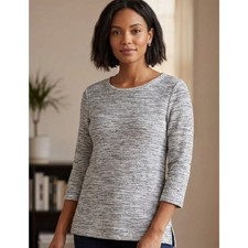 LOFT Marled Tweed Knit 3/4 Sleeve Sweater Women's Size Medium