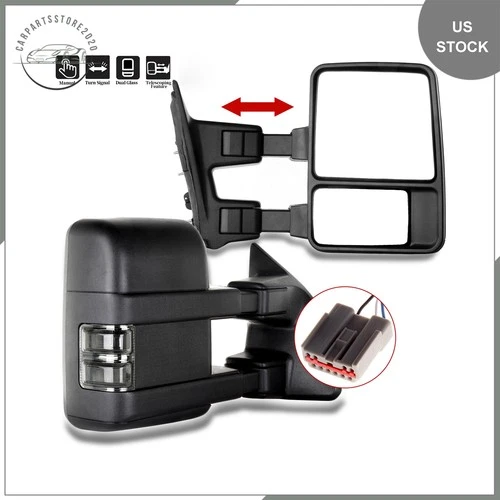 Tow Mirrors Fits Pair 03-07 F450 F550 F250 F350 Super Duty Manual w/LED Signals