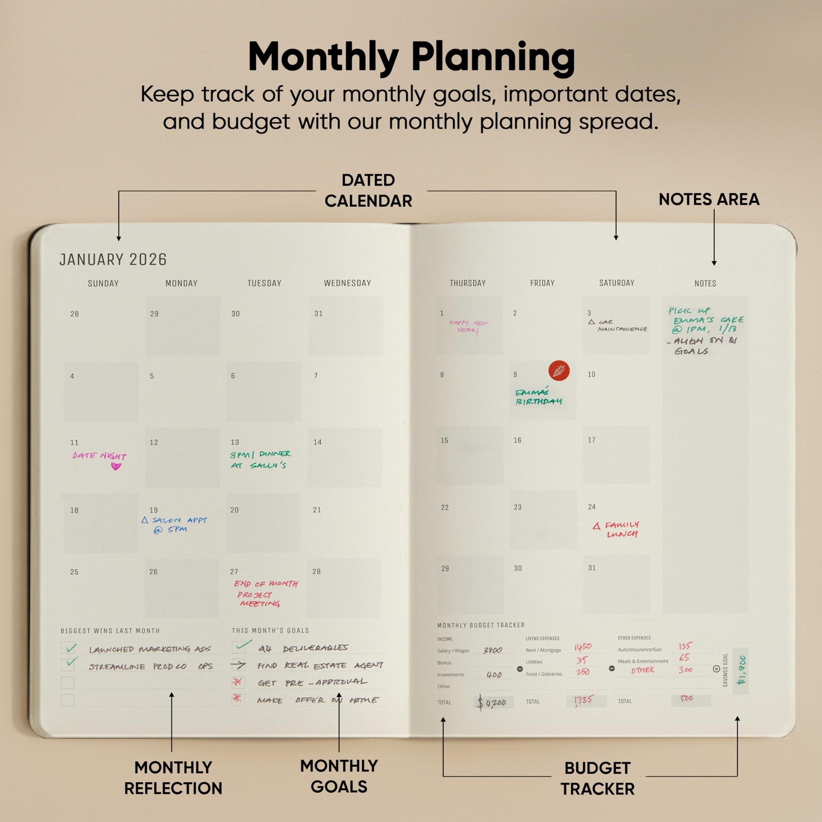 Dated, 2026 Planner, 8.5" x 11" - The Productivity Planner to Achieve Your 20...