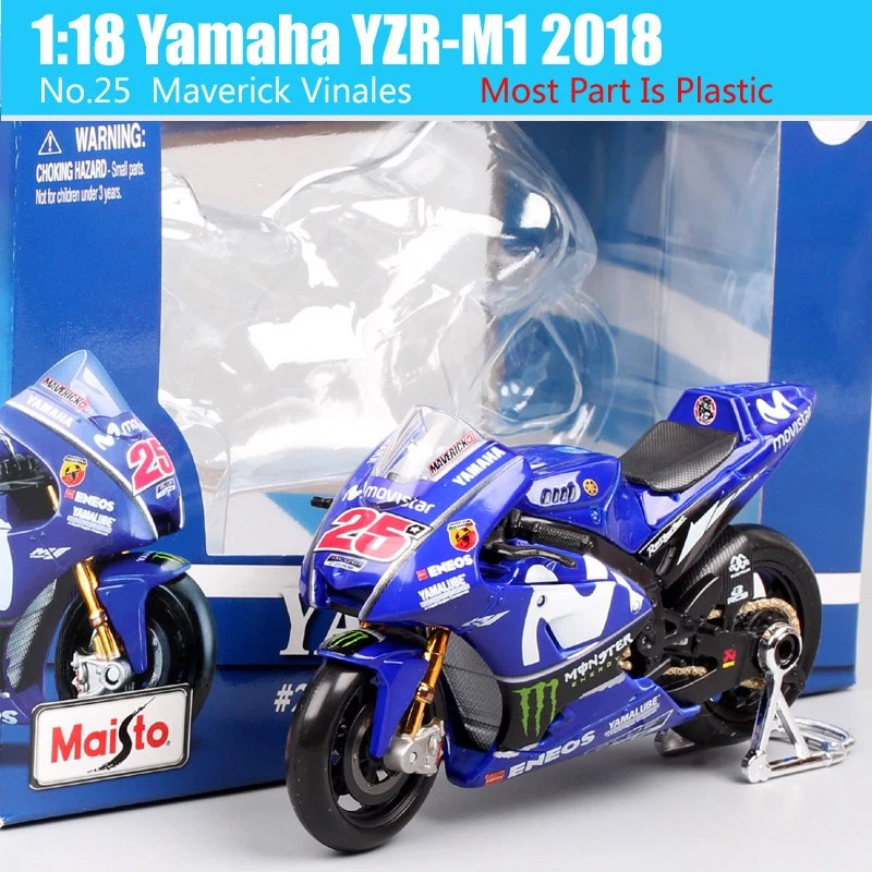 Maisto 1/18 2018 Yamaha YZR-M1 #25 Maverick Vinales Motorcycle Model Bike Toy - Image 3 of 4