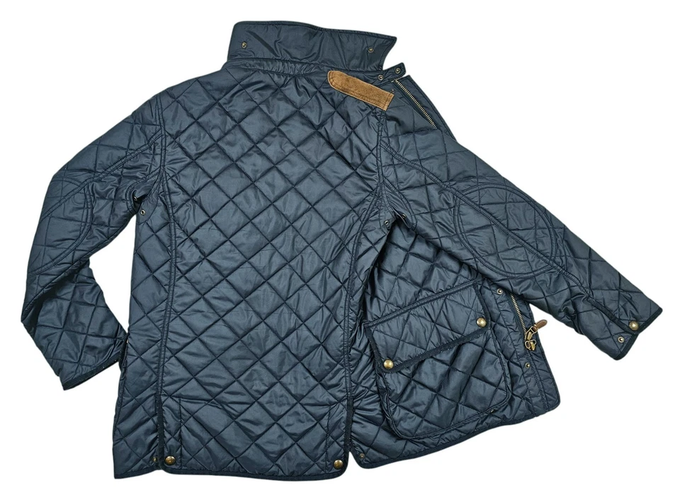 *HOT VTG Men's POLO RALPH LAUREN HUNTING PARKA QUILT LEATHER LINED NAVY Jacket S - Image 4 of 4