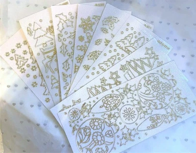 Peel Off Stickers - Christmas TREE BELLS REINDEER BAUBLE etc. - Transparent/Gold