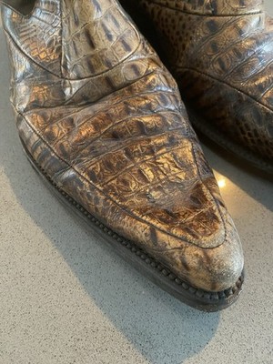 Vintage Jean-Baptiste Rautureau Paris Crocodile Embossed Leather Chelsea Boots