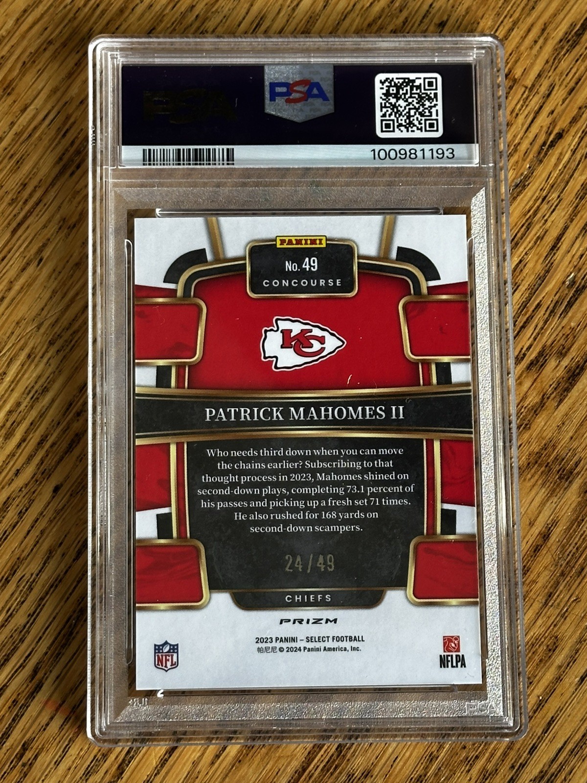 Patrick Mahomes 2023 Panini Select Orange Prizm # 24/49 PSA 9 GEM MINT Chiefs 🔥 view 14