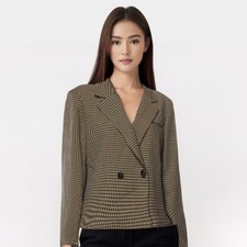 House of Harlow Sz L Houndstooth Button Front Blazer Jacket