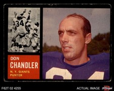 1962 Topps #107 Don Chandler Giants-FB Florida 1.5 - FAIR