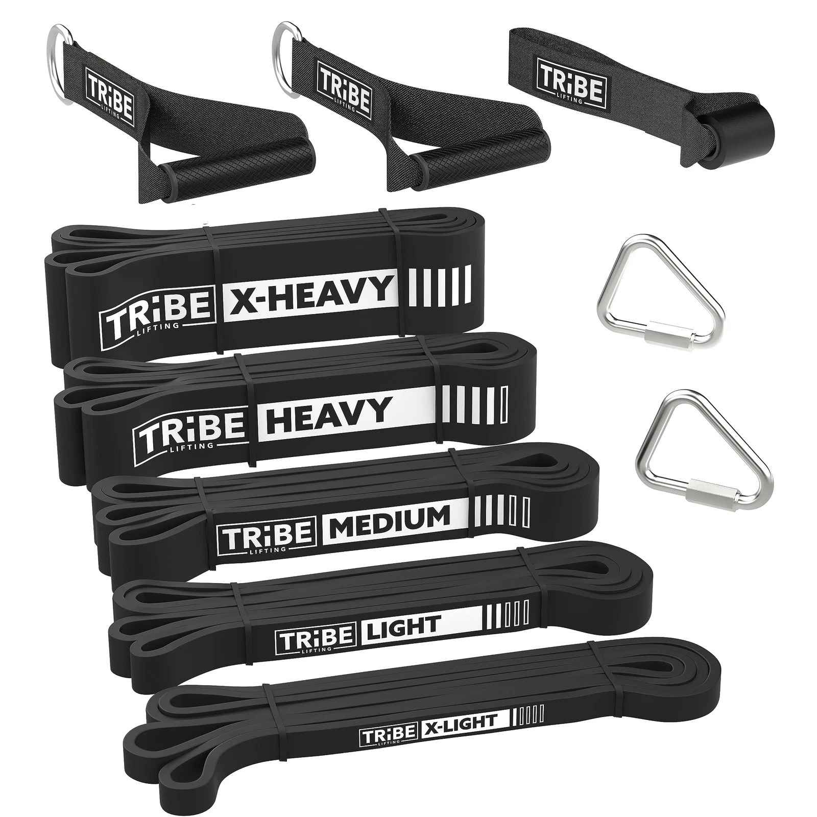 Long Resistance Bands for Working Out Men and Women - Set of 5 Black