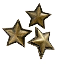 3PC Antiqued Bronze Star Shank Metal Button Native American Concho Belt Bag