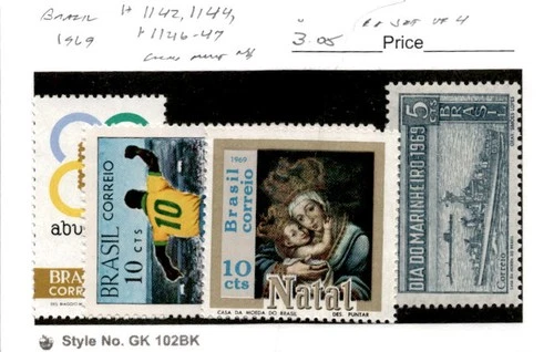 Brazil, Postage Stamp, #1142, 1144, 1146-1147 Mint NH, 1969 (AB)