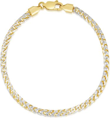 Floreo 10k Gelbgold 2mm massiv Eis Weißgold rund Franco Kette Armband
