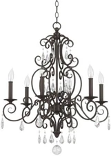 Park Harbor (PHHL6206) 25" Wide 6 Light Single Tier Empire Style/w Glass Accents