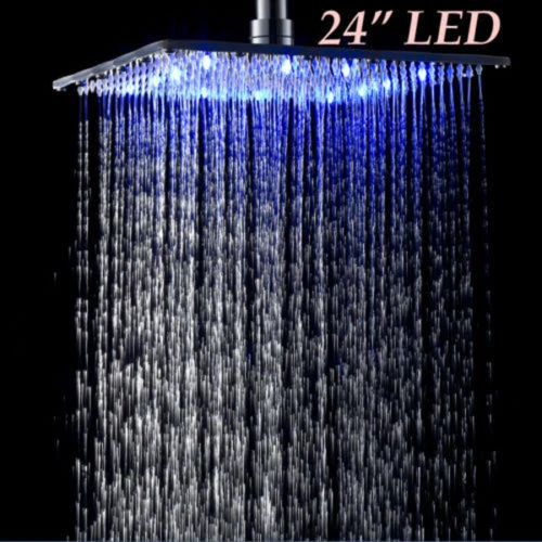 Set Rubinetto Doccia 24" LED Testina Pioggia Termostatica 6 Massaggio Corpo Getto Mixer Rubinetto - Immagine 4 di 4