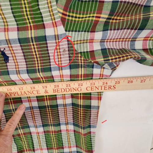 Camisa Ralph Lauren Para Hombre Manga Corta Algodón Madrás Cuadros Verde Rojo Grande - Imagen 3 de 7