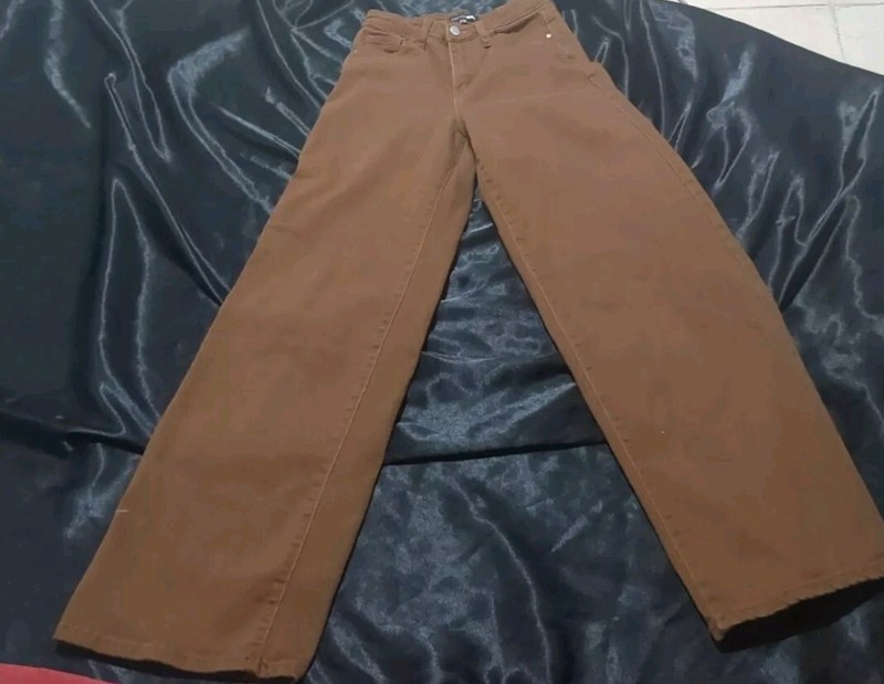 Fashion Nova Curvy Wide Leg Jeans Size 0 Sexy Brown Long Flare Stretchy Groovy