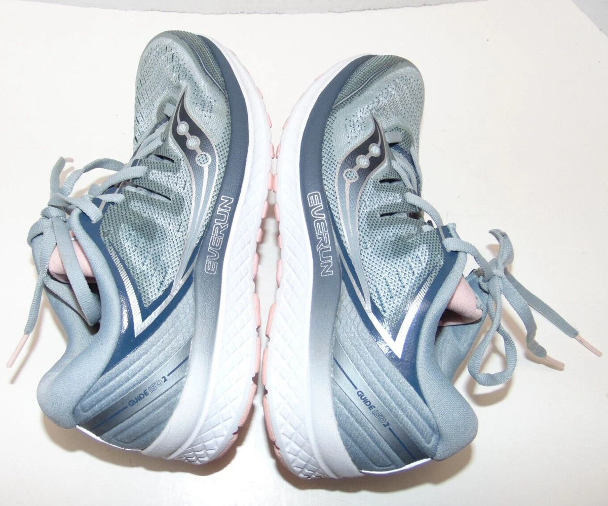 SAUCONY WOMENS GUIDE ISO 2 ATHLETIC LACE RUNNING SHOES GRAY PINK S10464 2 SIZE 6